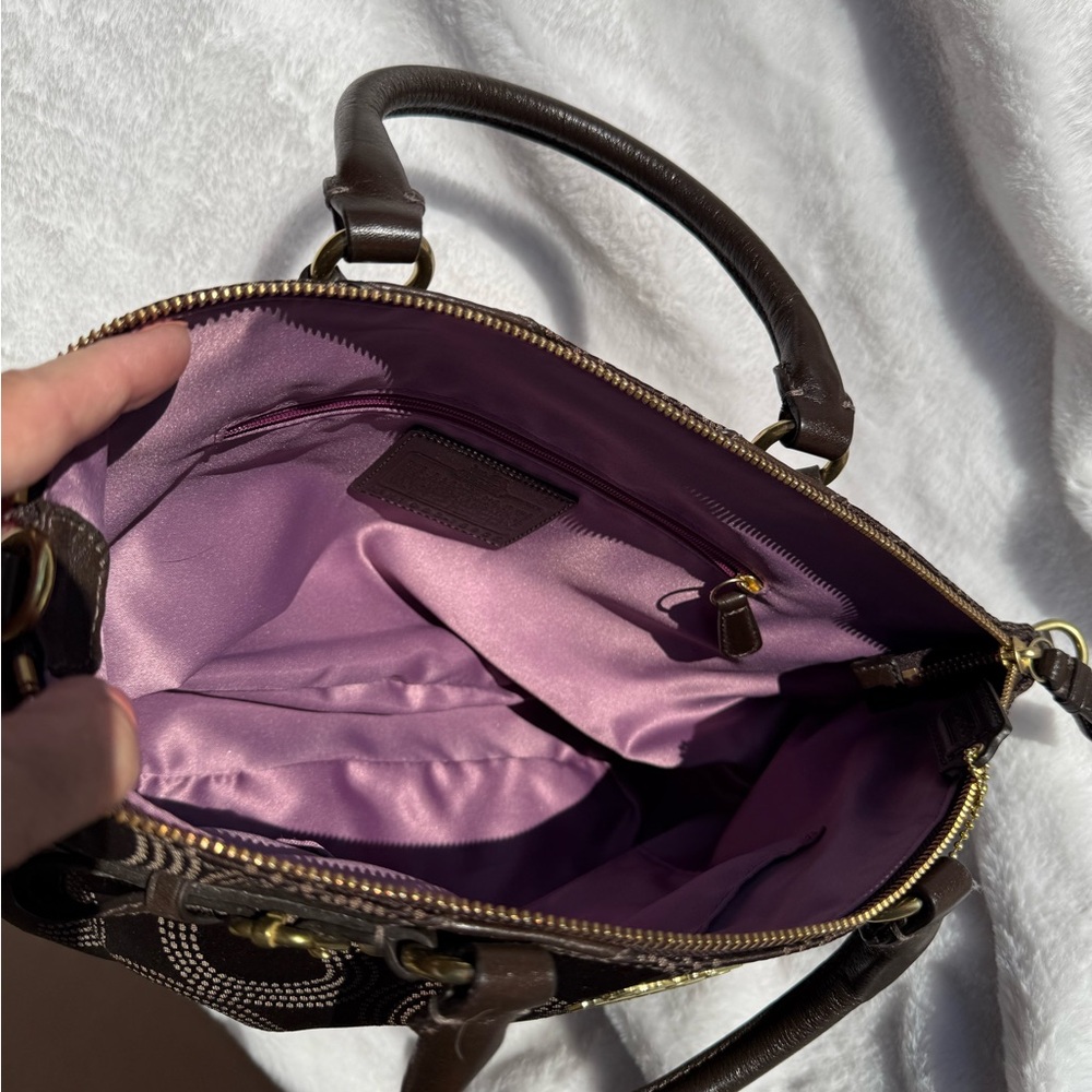 Coach Brown Satchel with Signature Monogram - Picture 6 of 10